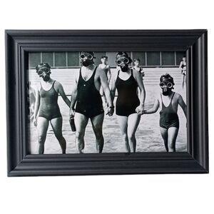 Vintage Gasmask WW2 Family Swiming Oddity Retro Unusual 40s 50s Antique Photo